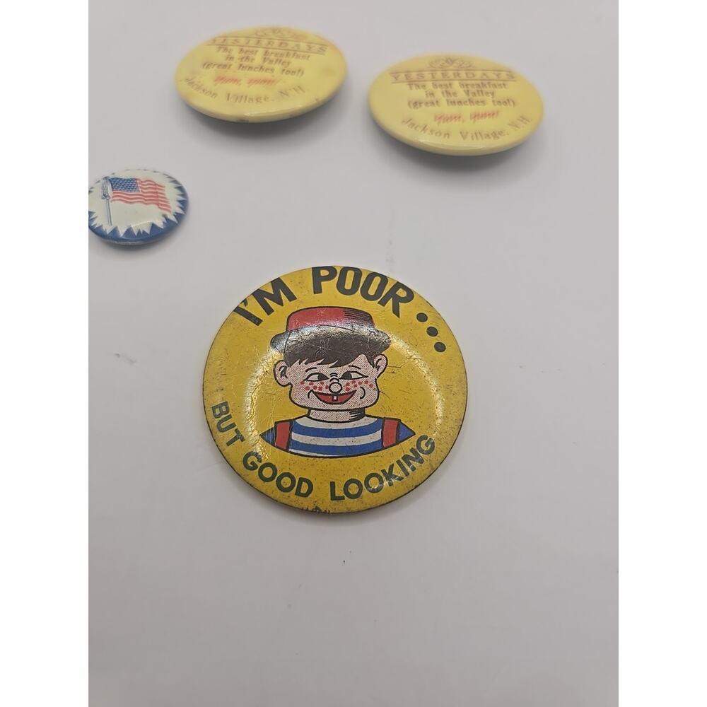 1960s pin Campus HIPPY Drug Culture POOR but‎ GOOD LOOKING pinback LOT - Picture 2 of 6